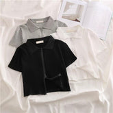 Summer Striped T-Shirt Kids Girls Knitted Crop Slim Tops-Veeddydropshipping